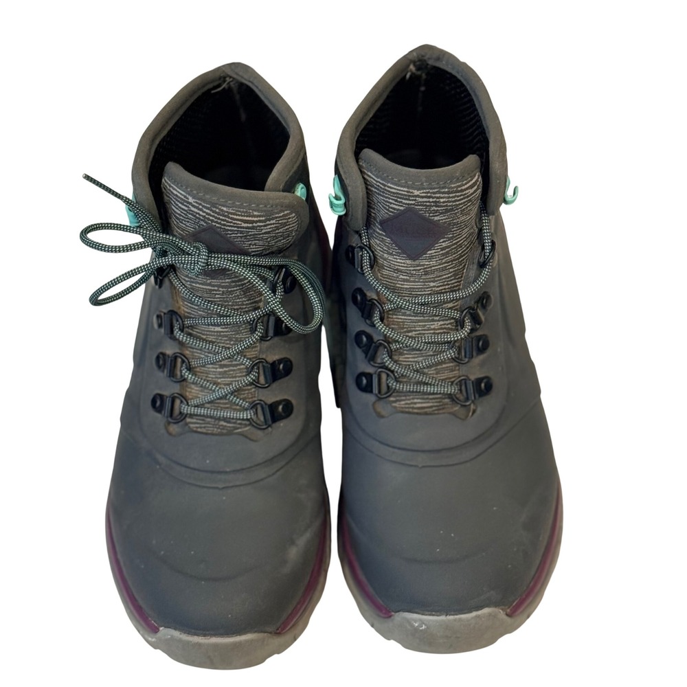 Muck Boot Company Apex Mid Waterproof Hiking Boots Grey Purple Teal Womens EUC
